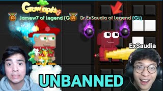 ExSaudia is Back in Growtopia UNBANNED  Growtopia [upl. by Ahsok196]