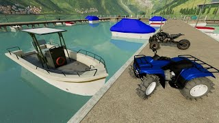 Trading Mud ATVs for boat and making TONS of money  Farming Simulator 22 [upl. by Nilecoj]