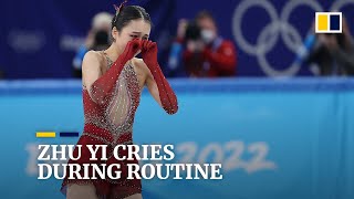 Tears and online criticism as China’s USborn skater Zhu Yi falters in another Olympic routine [upl. by Einnahc576]