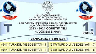 2024  1 DÖNEM  AÇIK ÖĞRETİM LİSESİ  1 VE 2 OTURUM  TÜRK DİLİ VE EDEBİYATI – 1  4  7  8 [upl. by Assir331]