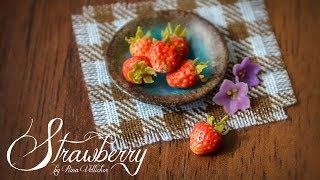 Miniature strawberry for dollhouse 🌸 Easy polymer clay tutorial [upl. by Janik68]