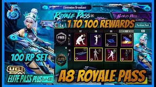 A8 ROYAL PASS 1 TO 100 REWARDS FIRST LOOK  33 UPDATE ATLANTIS MODE  BGMI [upl. by Jansson]