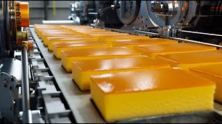 How honey castella cake is made in factory  Castella cake mass production  Cake factory [upl. by Colver]