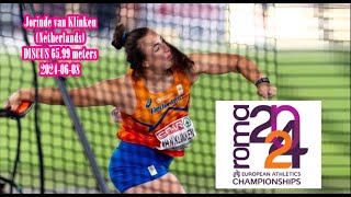 Jorinde van Klinken Netherlands DISCUS silver medal European championships Rome 20240608 [upl. by Sumner491]