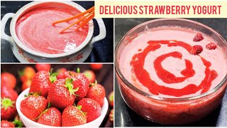 Delicious Strawberry Yogurt Recipe  Flavoured Yogurt Recipe  How To Make Flavored Yogurt At Home [upl. by Rimaa]