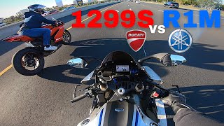 Yamaha R1M vs Ducati Panigale 1299s [upl. by Vola]