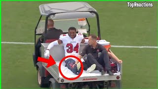 Bryce Hall injury 🔴 Bryce Hall carted off field with serious leg injury Josh Hayes injured in Week 1 [upl. by Edd]