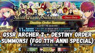 FGO NA 7th Anniversary GSSR  Destiny Order Summons  FateGrand Order [upl. by Agni]