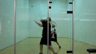 Racquetball  How to Cut Off a Lob Serve With a Ceiling Ball [upl. by Eiggam596]