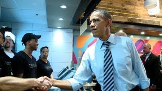 Raw Video President Obama and Vice President Biden at Taylor Gourmet October 4 2013 [upl. by Aralk]