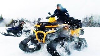 Quad with tracks VS Snowmobile Deep snow [upl. by Denni]