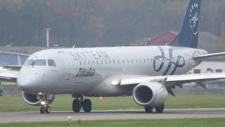 Embraer 190 Alitalia CityLiner SkyTeam livery Take Off at Airport BernBelp [upl. by Chaffinch]