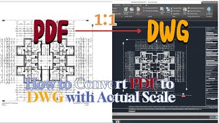 PDF TO DWG CONVERSION WITH ACTUAL SCALE  AUTOCAD PDF TO DWG [upl. by Mauve]