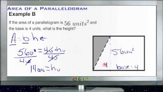 Area of a Parallelogram Examples Basic Geometry Concepts [upl. by Tebor]