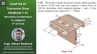 747 Determine required spacing s and s if beam is subject to shear  Mech of materials rc hibbeler [upl. by Atiugal]