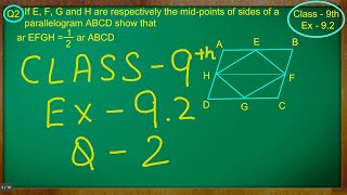 Class 9th  Ex  92 Qno  2  Areas of Parallelograms and Triangles  CBSE NCERT [upl. by Nivlam]