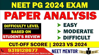 NEET PG 2024 Exam Paper Analysis ll Students review ll Moderate level Normalisation neetpg2024 [upl. by Oiratno]