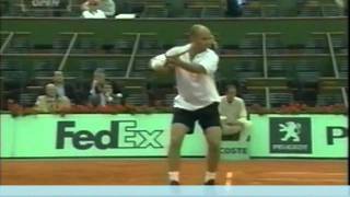 Andre Agassi Forehand Slow Motion Side View [upl. by Nida]