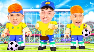 TIME DE FUTEBOL DA FAMÍLIA ARQUEIRA FOI CAMPEÃO DO MUNDO NO ROBLOX [upl. by Terrie]