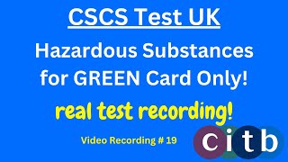 CSCS Card UK  CSCS Test 2024 CSCS Test for Green Card  19 hazardous substances [upl. by Eyt]