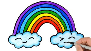 How to Draw a Rainbow and Clouds  Easy Drawing for Beginners [upl. by Naffets763]