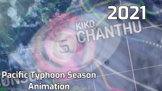 2021 Pacific Typhoon Season Animation [upl. by Ayita]