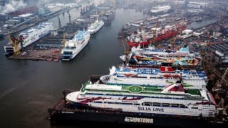 Siedem promów w Gdańskiej Stoczni Remontowa SA  Seven ferries in Gdańsk Shiprepair Yard SA [upl. by Lam]