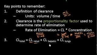 Clearance and Rate of Elimination  Pharmacokinetics  Pharmacology Lect 12 [upl. by Kenric]