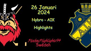 NYBRO VS AIK  26 JANUARI 2024  HIGHLIGHTS  HOCKEYALLSVENSKAN [upl. by Nidraj]