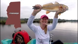 Redfish in the Marsh kayak fishing Pascagoula Mississippi [upl. by Wadsworth999]