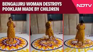 Bengaluru News  Bengaluru Woman Destroys Onam Pookalam Made By Children [upl. by Anital615]