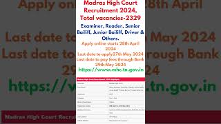 Madras High Court Recruitment 2024 [upl. by Isidro]