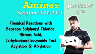 Amines  Reaction of Amines With Nitrous Acid Sulphonyl Chloride CARBYLAMINE Test Acylation  L4 [upl. by Yruama]