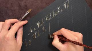 Engravers script in gold  Calligraphy by Hoang [upl. by Goodhen]