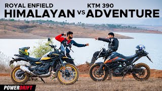 Royal Enfield Himalayan vs KTM 390 Adventure The best sub 500cc ADV bike is  4K  PowerDrift [upl. by Yeslrahc]