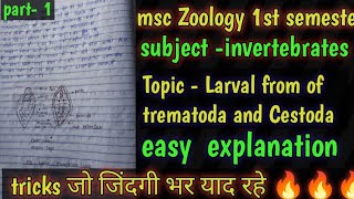 Larval from of trematoda and Cestoda msc Zoology 1st semester part1full हिन्दी easy नोट्स [upl. by Aibat185]