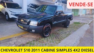 VENDESECHEVROLET S10 20112011 DIESEL 4X2 CABINE SIMPLES COMPLETA ACEITA TROCA S10CABINESIMPLES [upl. by Eivol352]