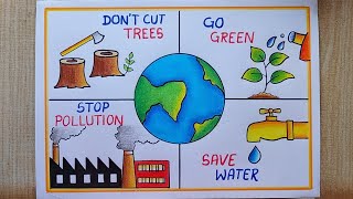 Earth Day drawing World Earth Day Poster drawing Save earth poster Save Environment Drawing [upl. by Attelrahs]