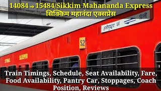 14084⇒15484Sikkim Mahananda Express  Train Timings Timetable Schedule Food Availability Fare [upl. by Eilime279]