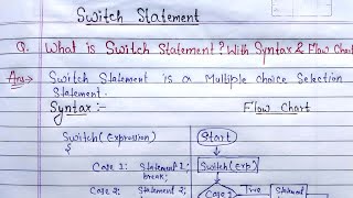 Switch statement in C programming  What is switch case With syntax and flow chart in C language [upl. by Lletnwahs561]