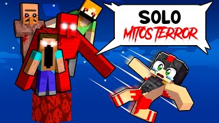 Atrapado en UN BLOQUE de MITOS DE TERROR en Minecraft 😡😭 [upl. by Prudi]