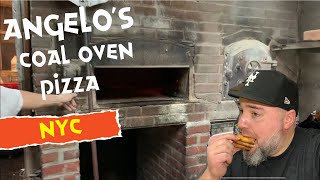 Pizza review Angelo’s Coal Oven Pizza NYC Is it the best in Manhattan [upl. by Aerdnwahs85]