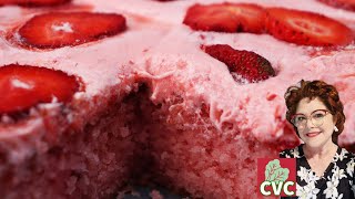 THE BEST Strawberry Cake  1970s Strawberry JellO Cake Recipe [upl. by Oneil]