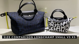 Longchamp Le Pliage Top Handle Small VS XS Size ComparisonWhat FitsMod Shots [upl. by Alysa]