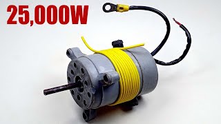 Make 220v Powerful Electric Generator 25KW from Coper240 Wire Using Magnet and AC bulb idea [upl. by Egduj]