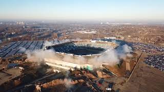 Drone footage shows failed Pontiac Silverdome implosion [upl. by Rocca]