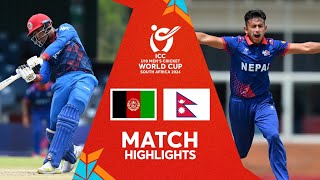 Afghanistan v Nepal  Match Highlights  ICC U19 CWC 2024 [upl. by Pietrek]