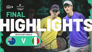 Highlights De Minaur AUS v Sinner ITA  Davis Cup Finals 2023 [upl. by Modestine]