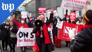 ‘Chronic understaffing’ 7000 nurses strike in New York [upl. by Enyaz636]