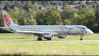 FlyNiki Embraer E190 Landing amp TakeOff at Bern Airport  Silver Fly Livery [upl. by Madelina568]